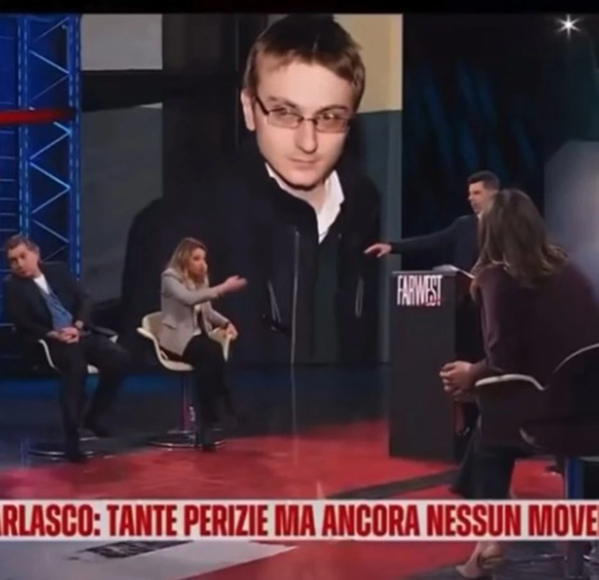 Giada Bocellari e Gian Luigi Tizzoni in studio durante Far West su Rai Tre