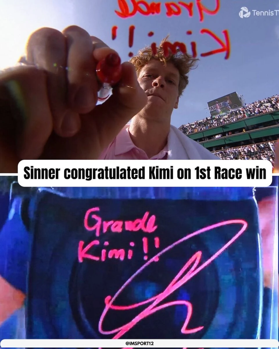 Sinner e Antonelli in posa per una foto, immagine verticale