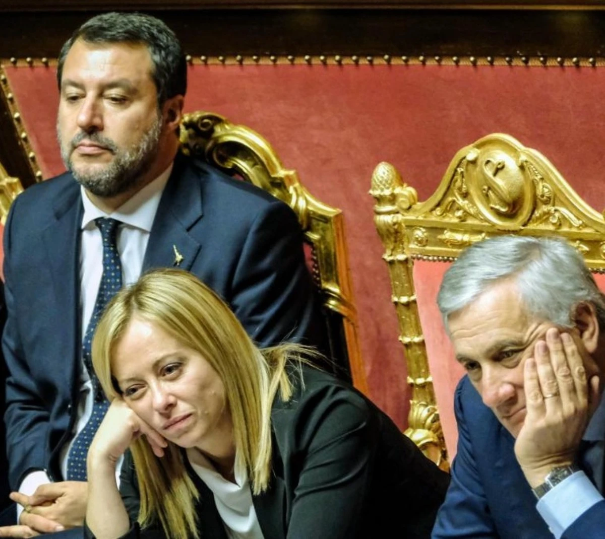 Vertice di governo con Giorgia Meloni, Antonio Tajani e Matteo Salvini