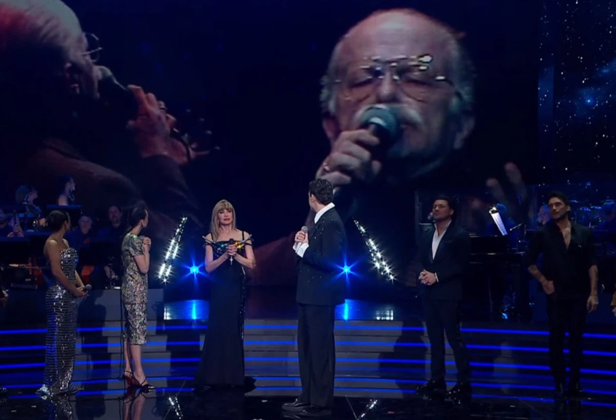 Foto di Gino Paoli utilizzata durante il tributo in trasmissione