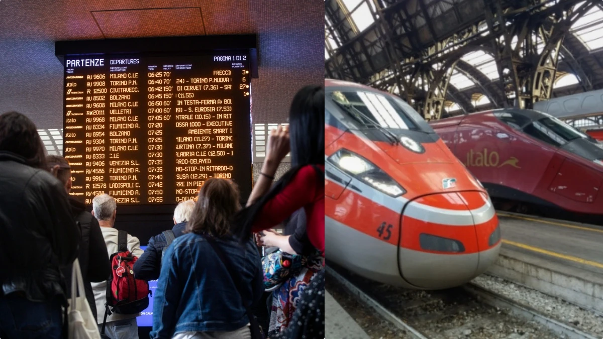 Treni in stazione con pannelli ritardi dopo il terremoto nell’area flegrea