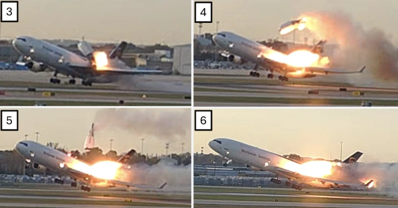 Schema e immagine dell'aereo UPS coinvolto nell'incidente