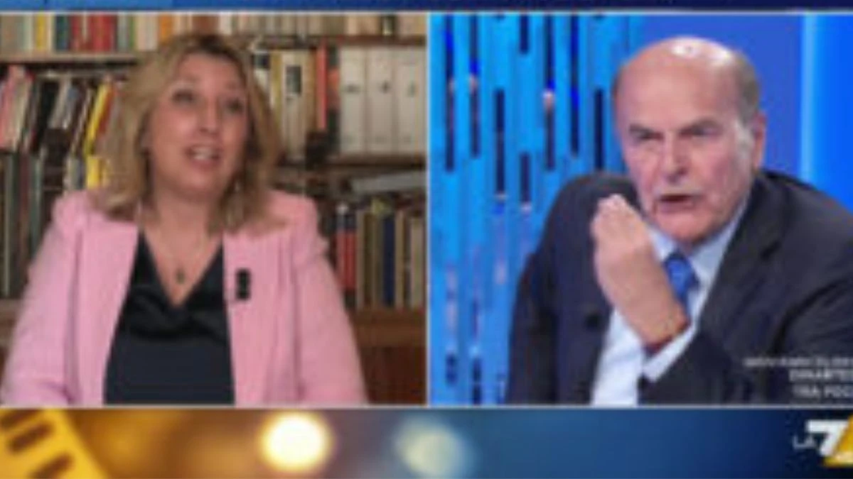 Corrado Formigli e Lilli Gruber durante la discussione in studio