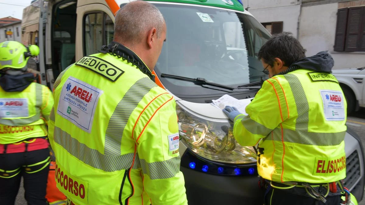 Ambulanza intervenuta sul luogo dell'incidente nel Lodigiano