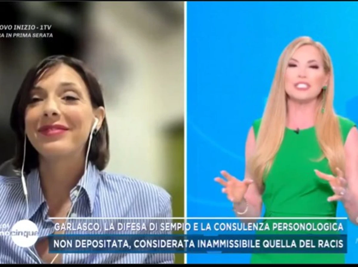 Studio di Mattino Cinque durante il dibattito sul caso Garlasco
