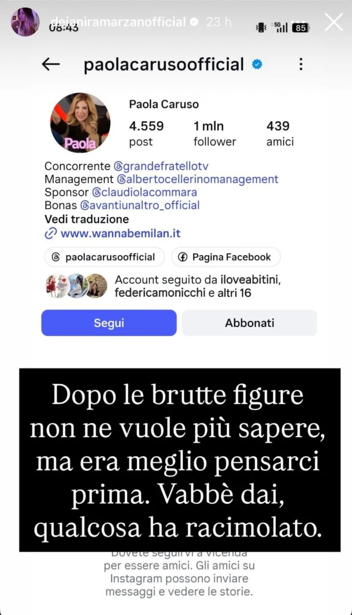 Paola Caruso, scatto dopo il GF Vip