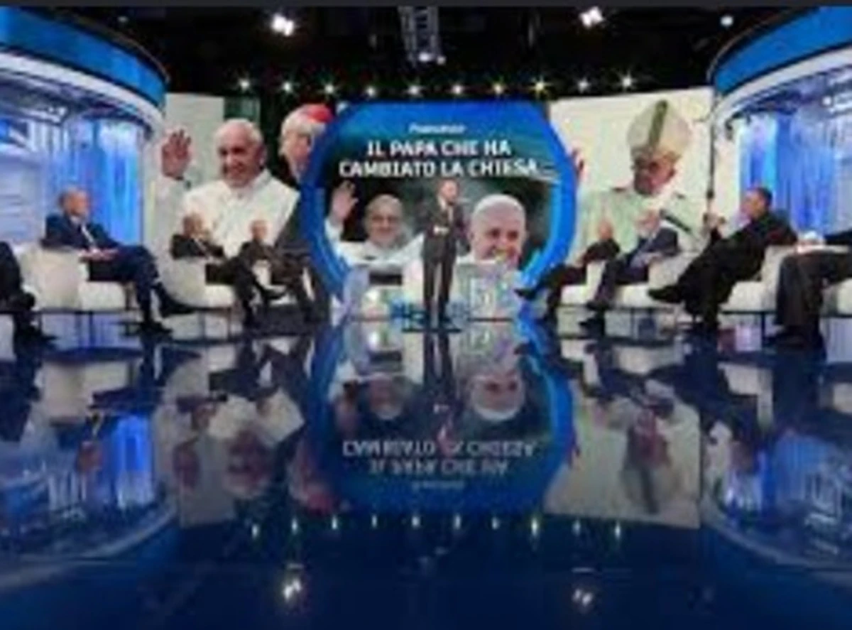 Studio di Porta a Porta durante la trasmissione in Rai