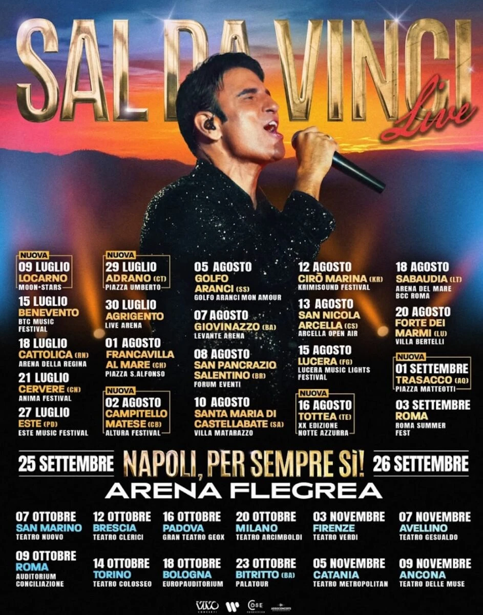 Sal Da Vinci in posa, immagine legata ai prossimi eventi live