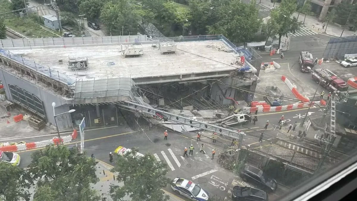 Cantiere a Seul: area del cavalcavia interessata dal crollo durante i lavori