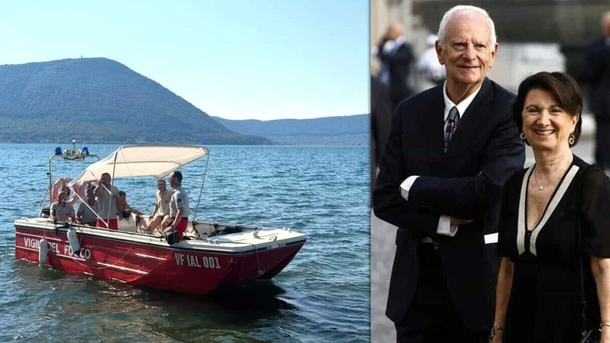 Squadre di soccorso e sommozzatori impegnati nelle ricerche nel lago di Vico