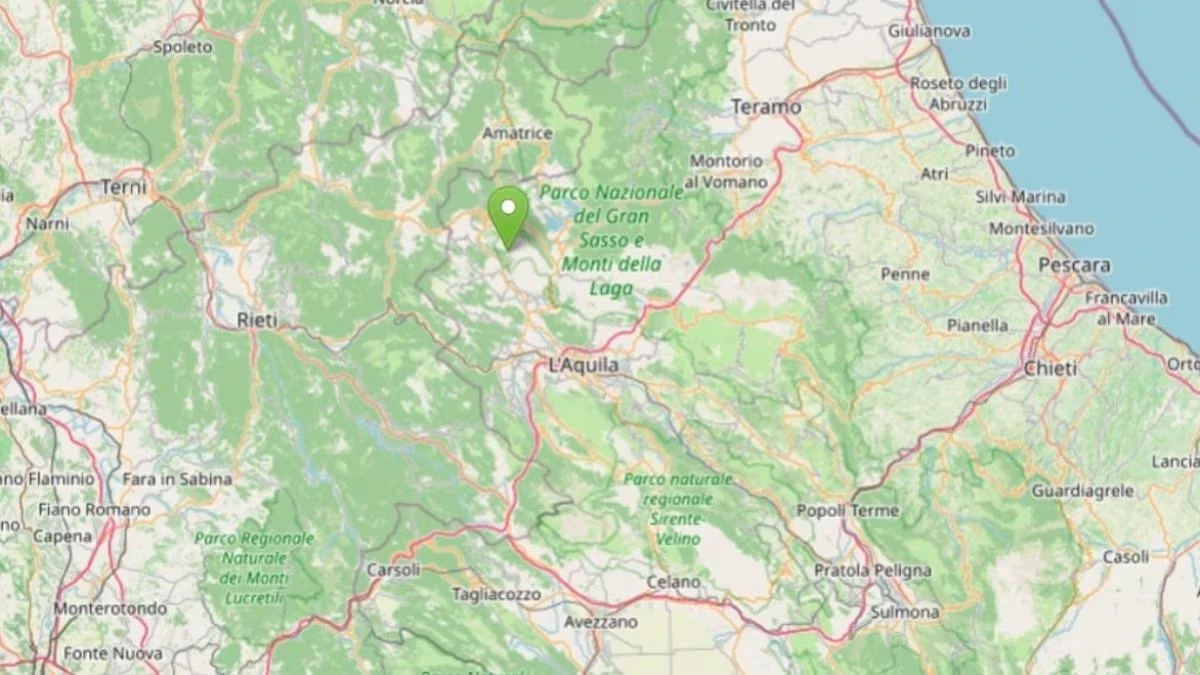 Localizzazione del terremoto tra Barete e L’Aquila, dati Ingv