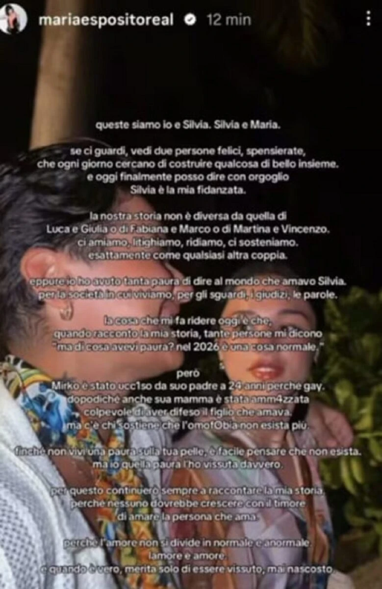 Maria Esposito e la compagna in un momento condiviso pubblicamente