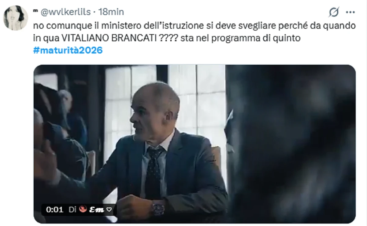 Schermata con reazioni social alla traccia su Vitaliano Brancati alla Maturità 2026
