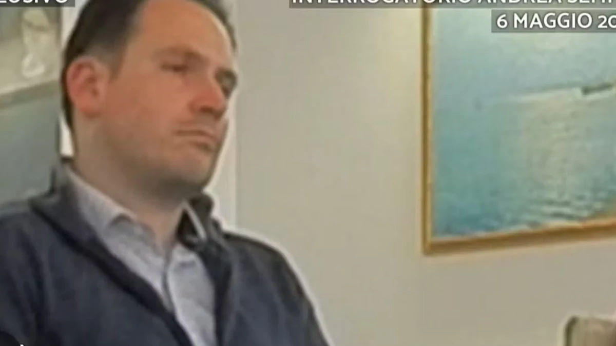 Andrea Sempio: fotogramma diffuso durante una trasmissione televisiva sull’interrogatorio