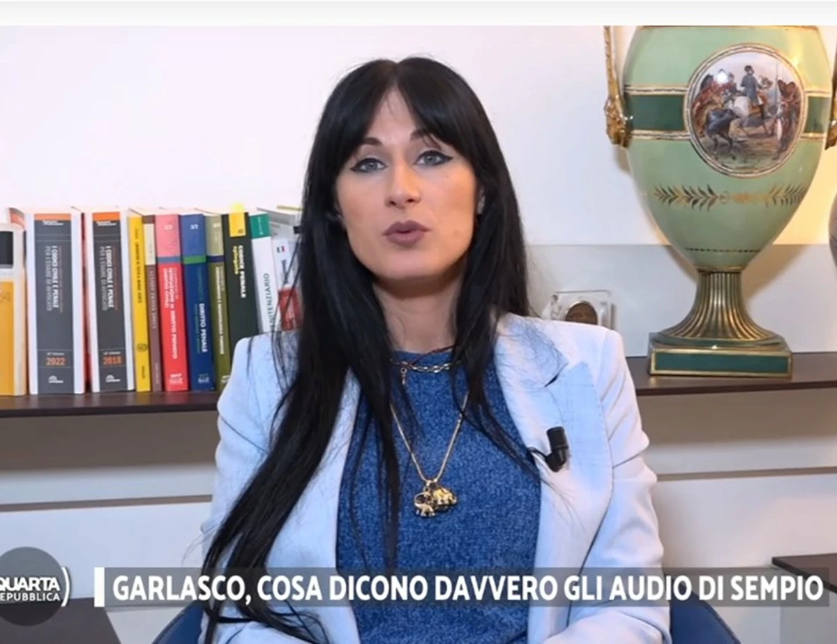 L’avvocata Angela Taccia durante le dichiarazioni sul caso Garlasco