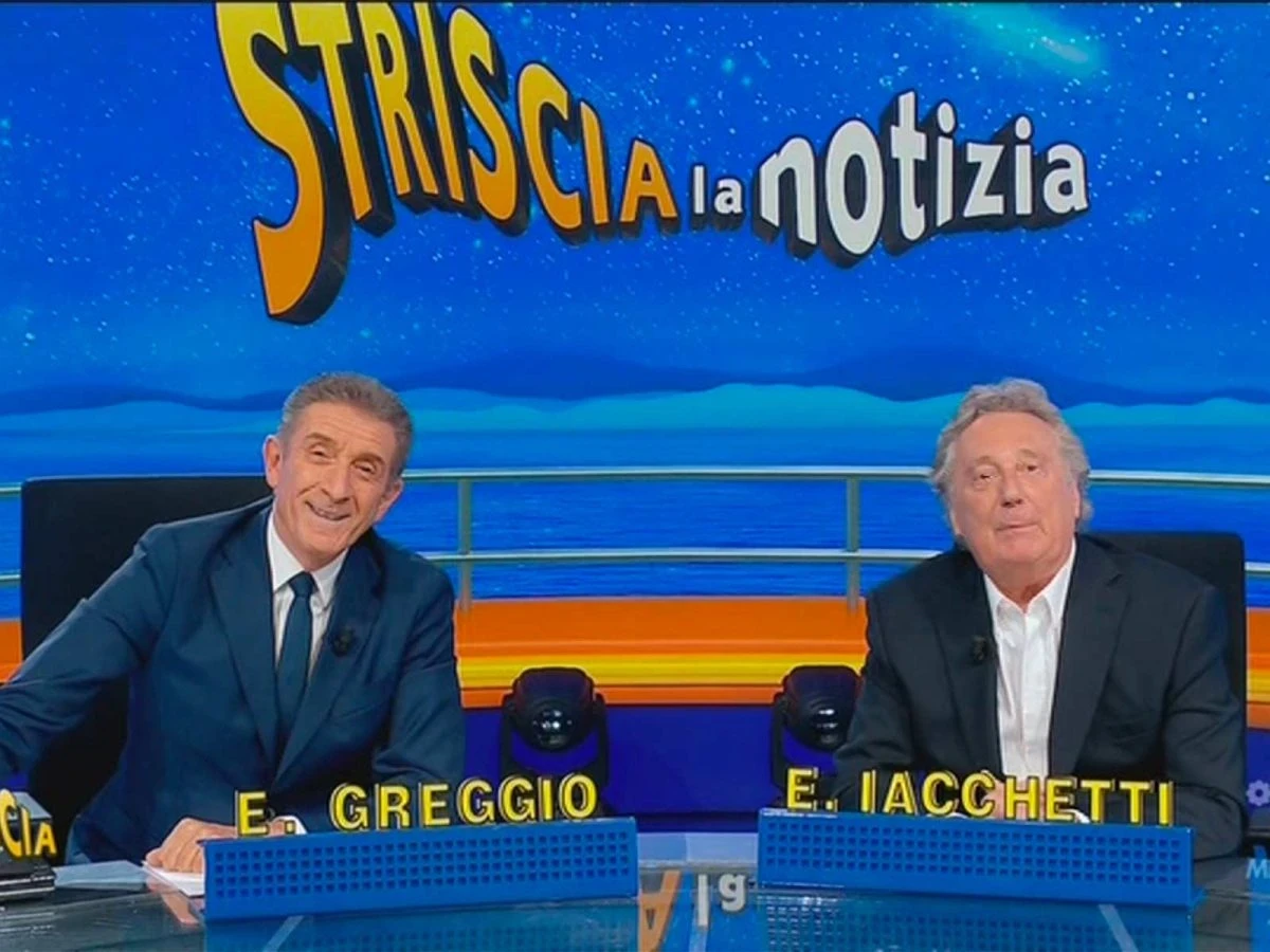 Enzo Iacchetti ed Ezio Greggio insieme a Striscia la Notizia