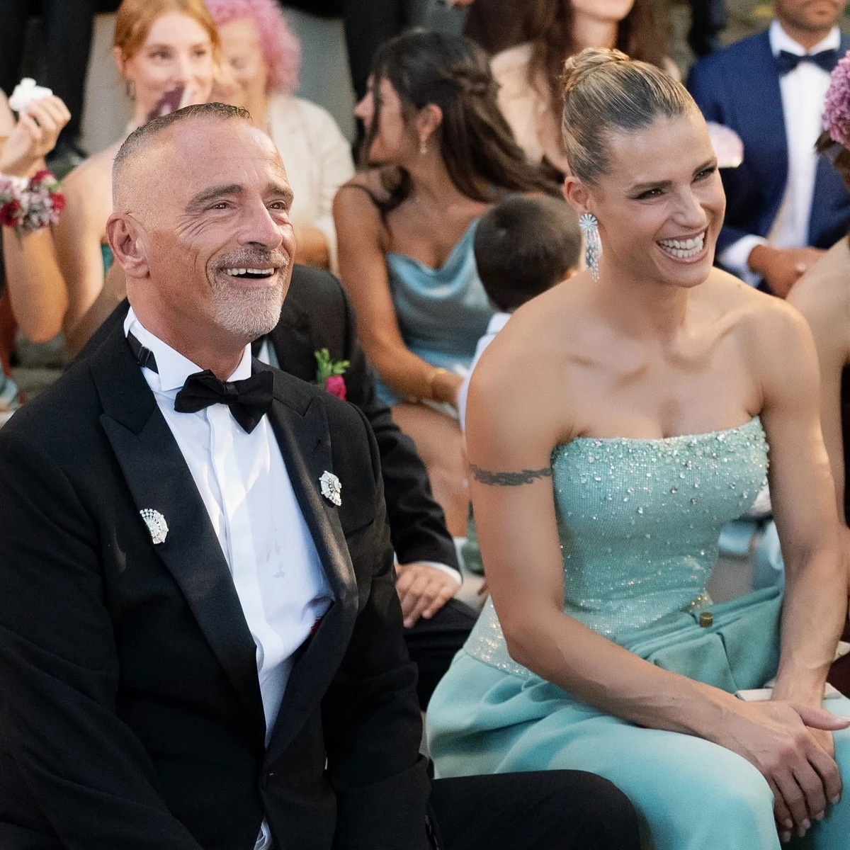 Eros Ramazzotti durante i festeggiamenti per il matrimonio della figlia Aurora
