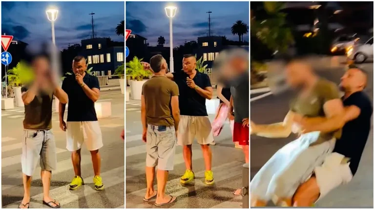 Frame del video dell'aggressione al senzatetto diffuso sui social