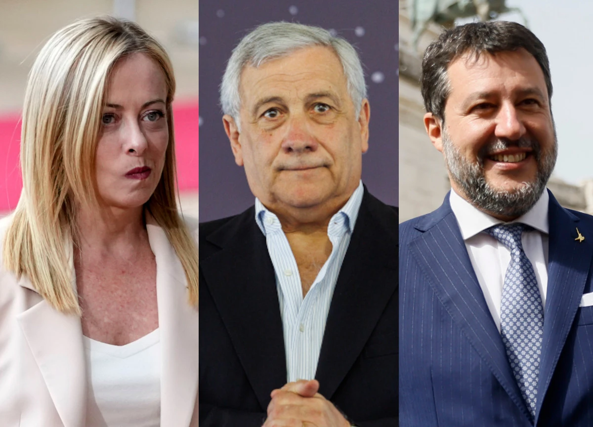 Giorgia Meloni con Antonio Tajani e Matteo Salvini