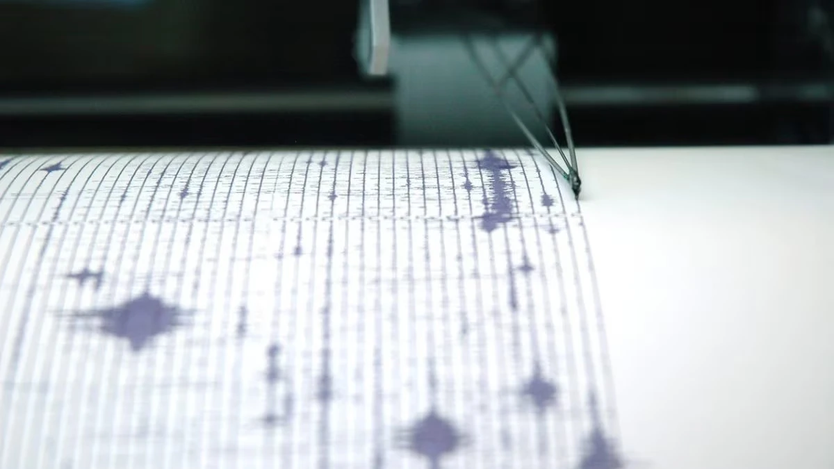Sismografo e tracciato della scossa di terremoto