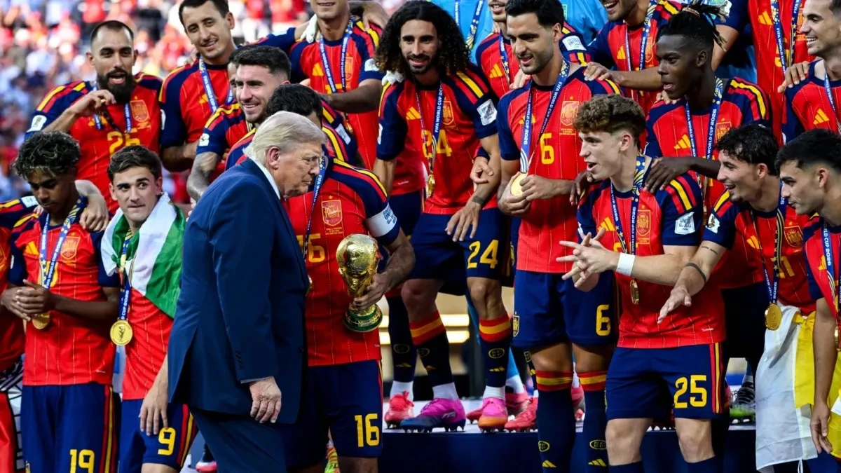 Donald Trump alla cerimonia di premiazione della finale mondiale