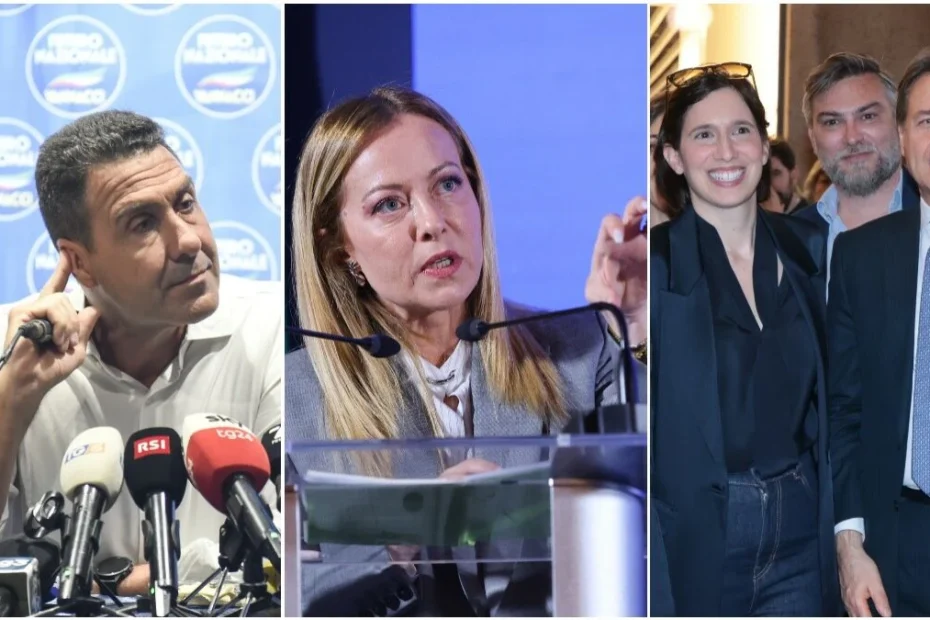 Roberto Vannacci, Giorgia Meloni, Elly Schlein e Giuseppe Conte
